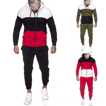 2021 Oversized Autumn New Sports Stitching Hooded Long Sleeve Zipper Top Side Drawstring Pants Set